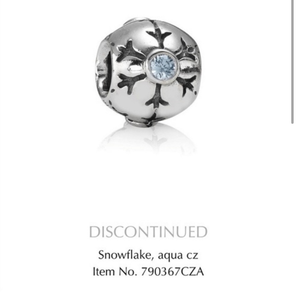 PANDORA Sterling Silver Crystalized Snowflake Blue CZ Charm/ S 925 ALE